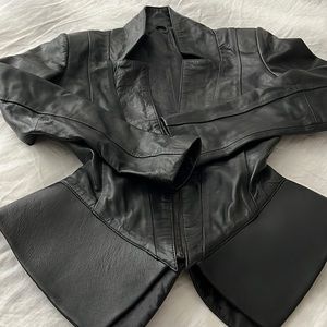 Waist accentuating leather jacket
